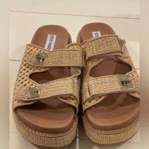 Steve Madden Big Schmona Raffia Platform Slide Sandal